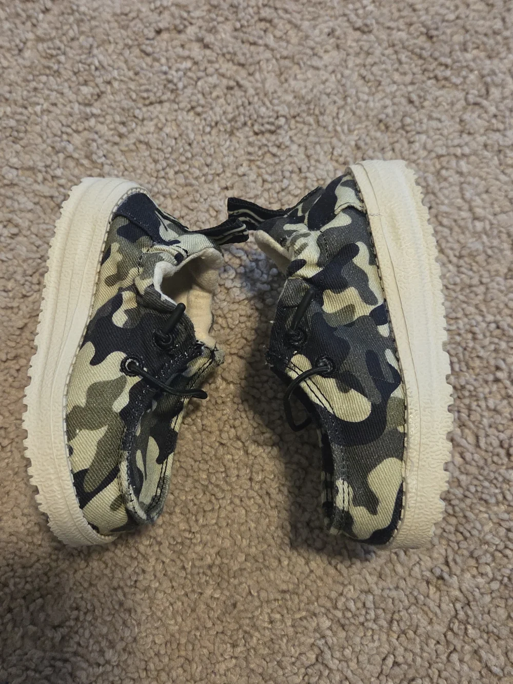Hey Dude Kids Camo Slip-On Shoes in Green, Black, Tan